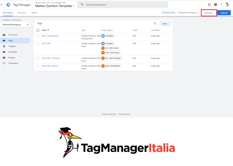Come attivare la modalita Anteprima con Google Tag Manager Come attivare la modalita Anteprima con Google Tag Manager