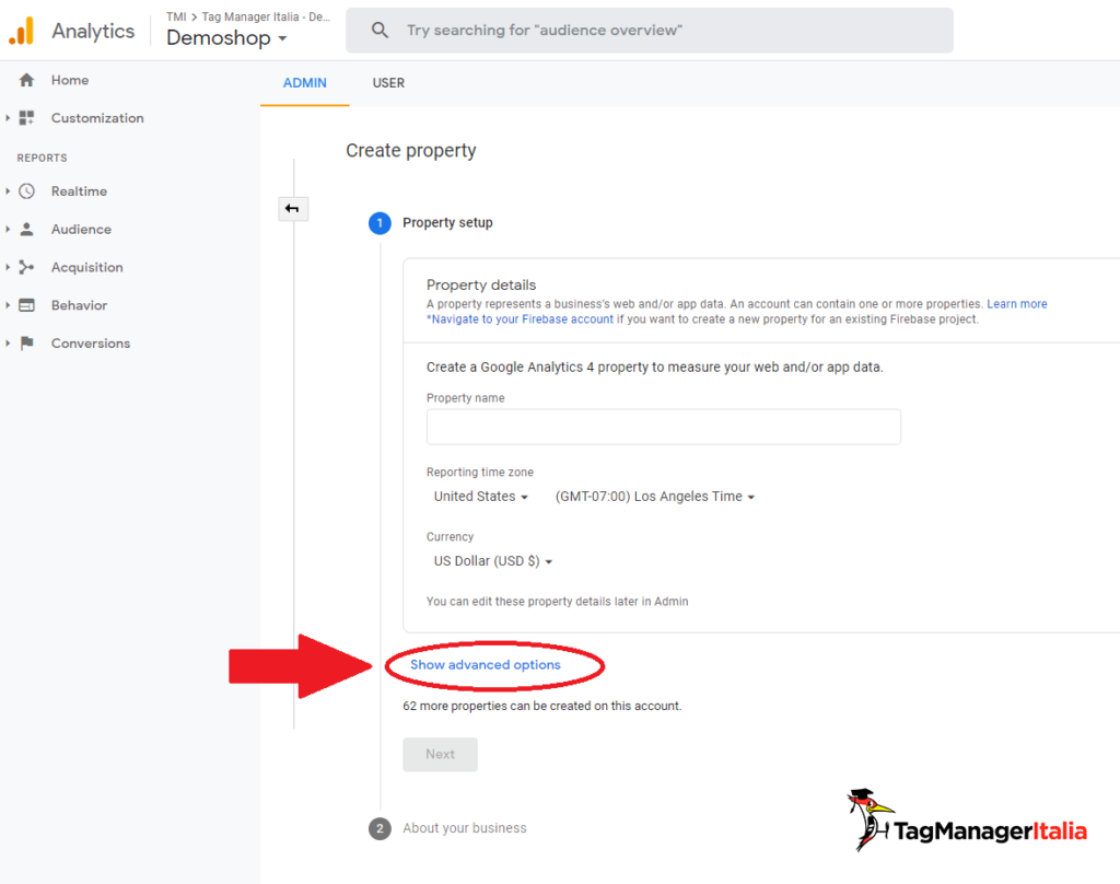 show advanced option google analytics show advanced option google analytics