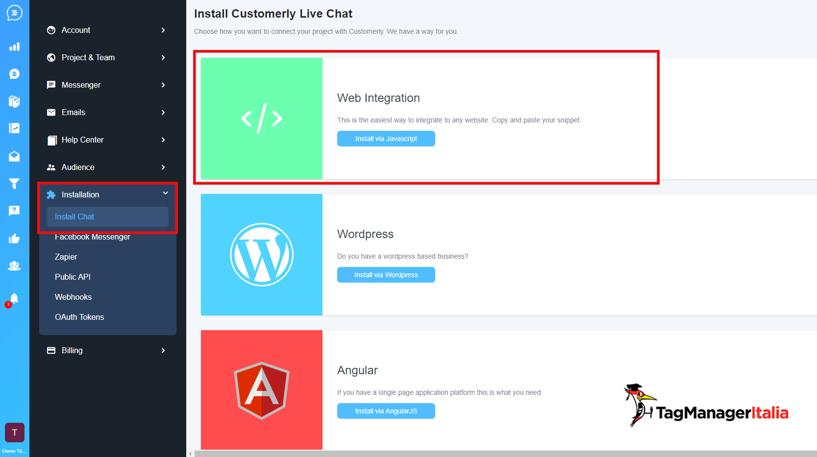 Snippet Customerly con Google Tag Manager Snippet Customerly con Google Tag Manager