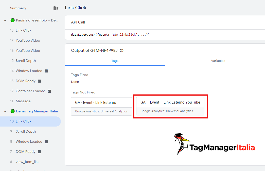 anteprima click link youtube google tag manager debug not fired anteprima click link youtube google tag manager debug not fired