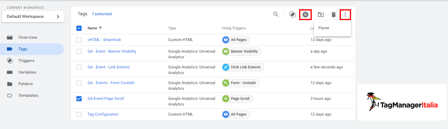 mettere in pausa tag google tag manager mettere in pausa tag google tag manager