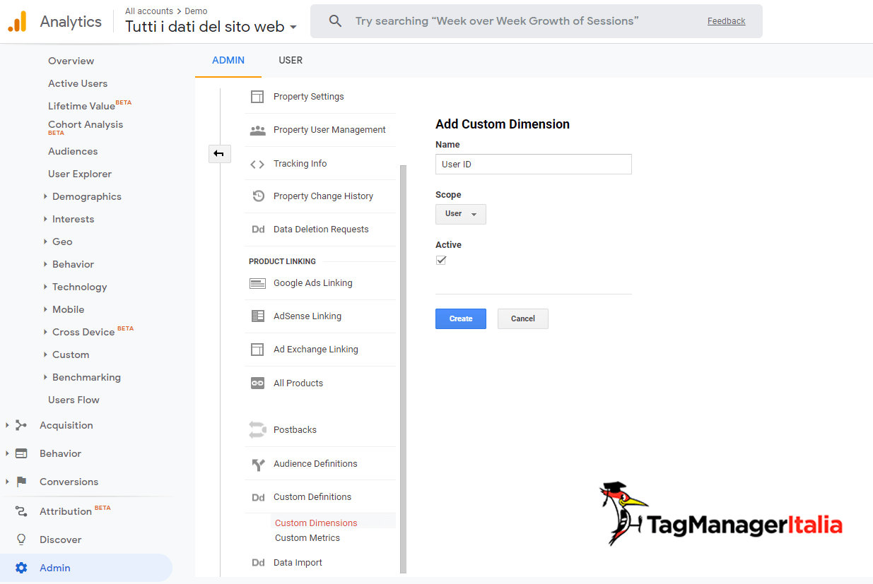 creazione custom dimension in google universal analytics creazione custom dimension in google universal analytics