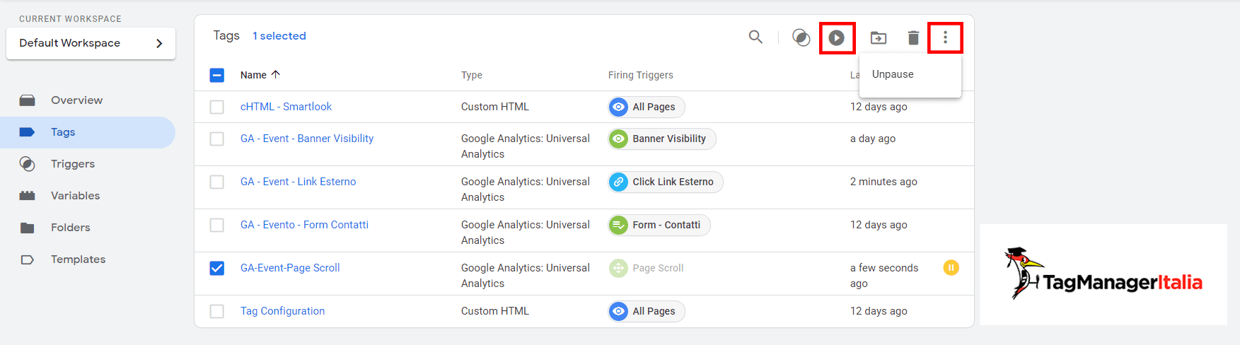 riattivare tag google tag manager riattivare tag google tag manager