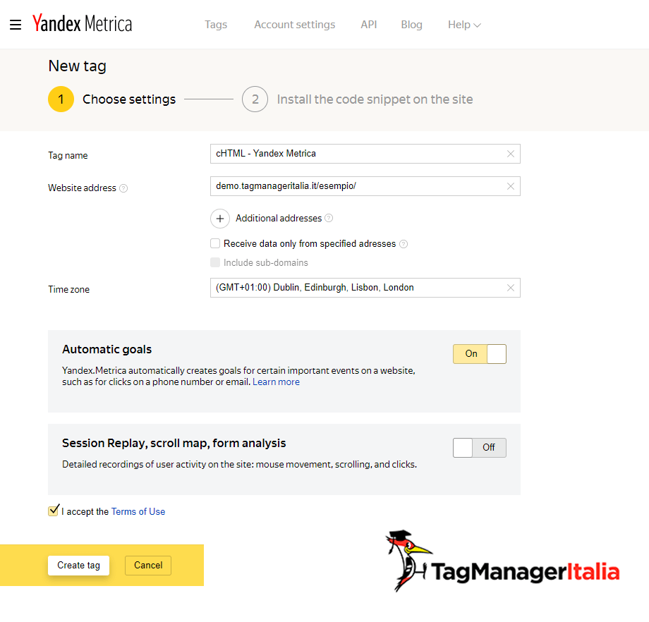 installare yandex metrica 1 installare yandex metrica 1