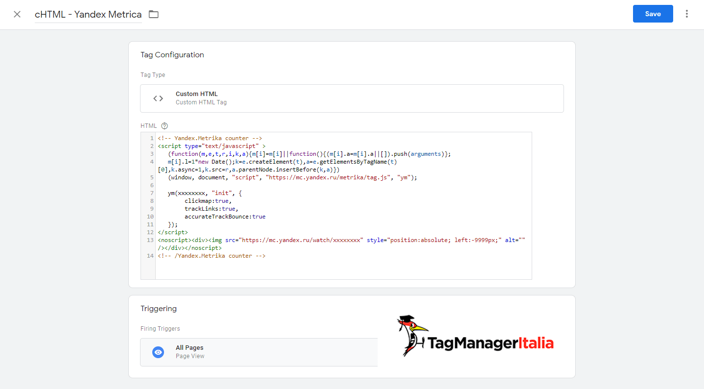 installare yandex metrica Google Tag Manager installare yandex metrica Google Tag Manager