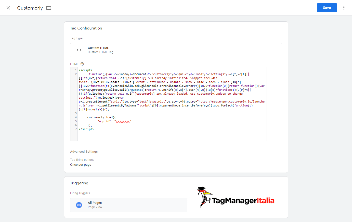 step 2 - html personallizato Customerly con Google Tag Manager step 2 - html personallizato Customerly con Google Tag Manager
