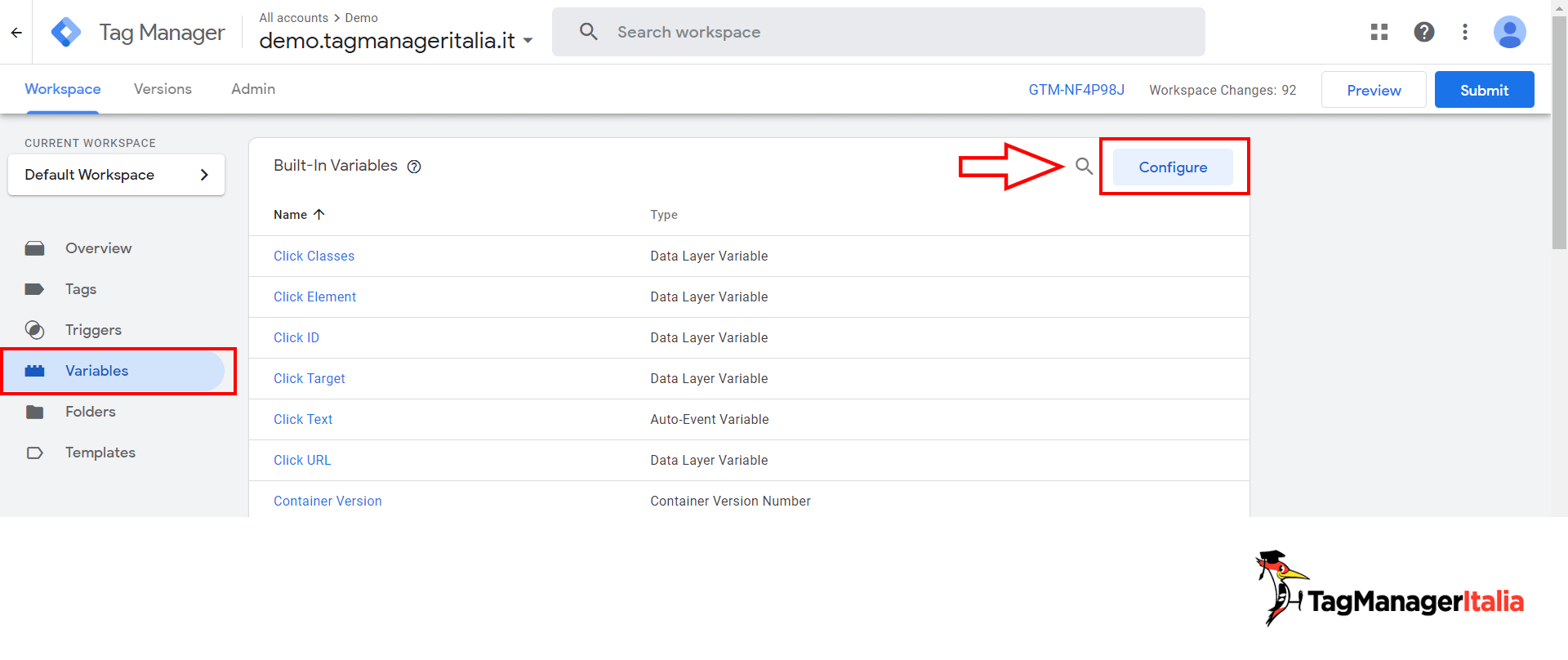 configurazione variabili integrate google tag manager configurazione variabili integrate google tag manager