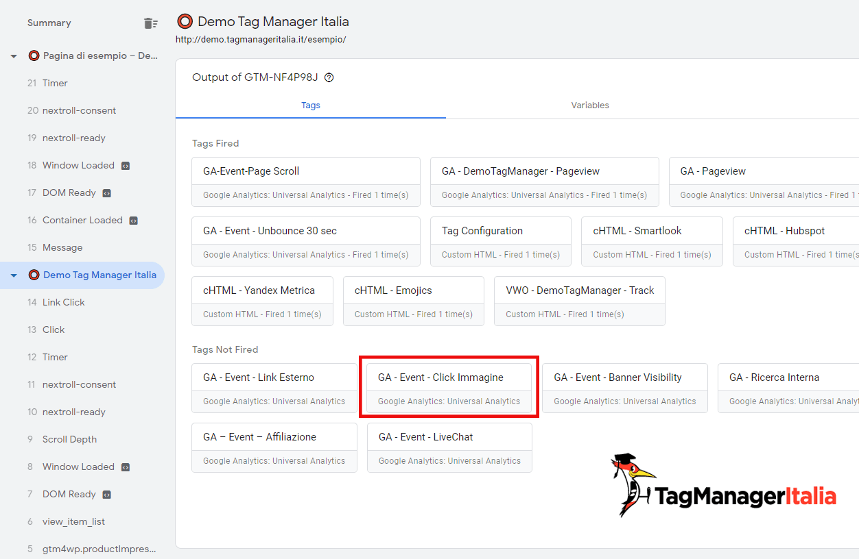 debug google tag manager tracciare click immagine debug google tag manager tracciare click immagine