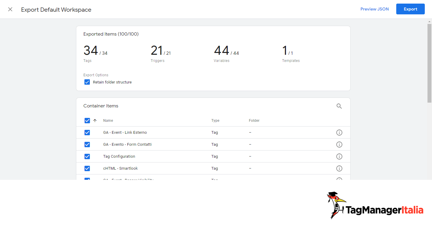esporta contenitore google tag manager esporta contenitore google tag manager