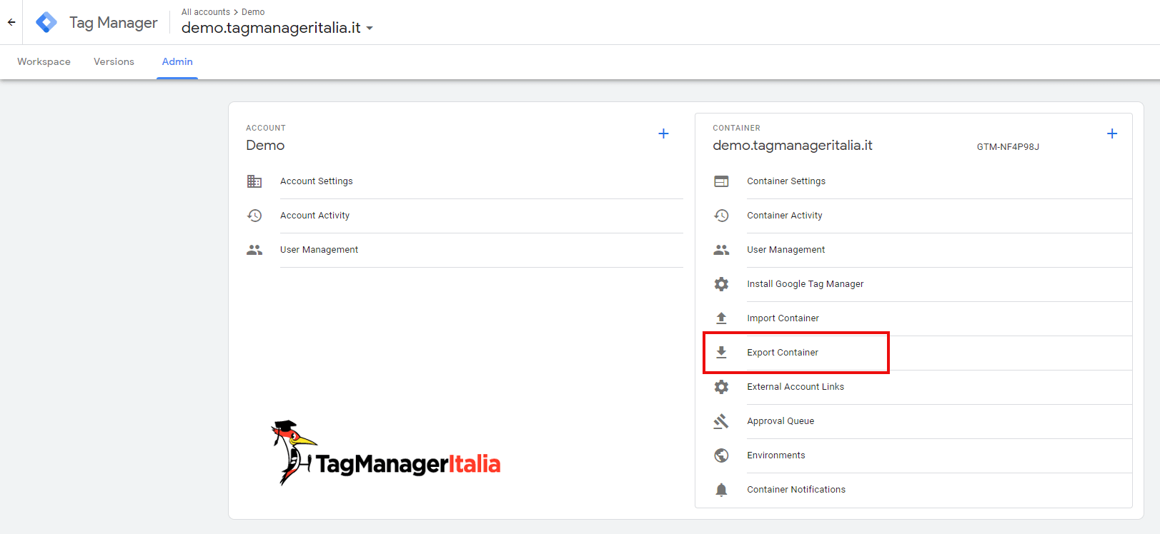 esportare contenitore google tag manager esportare contenitore google tag manager