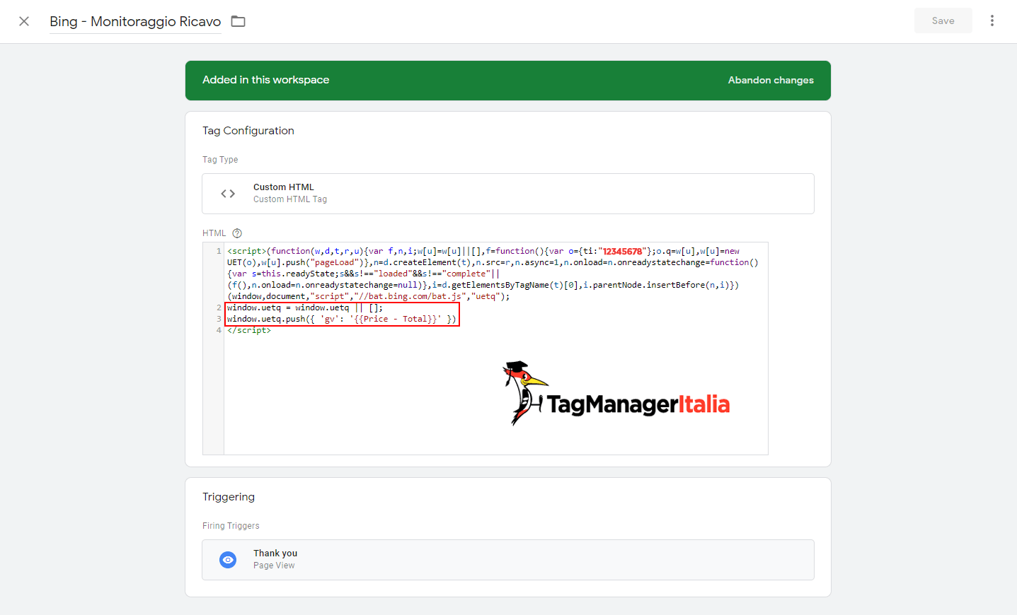 google tag manager tag bing transazione google tag manager tag bing transazione