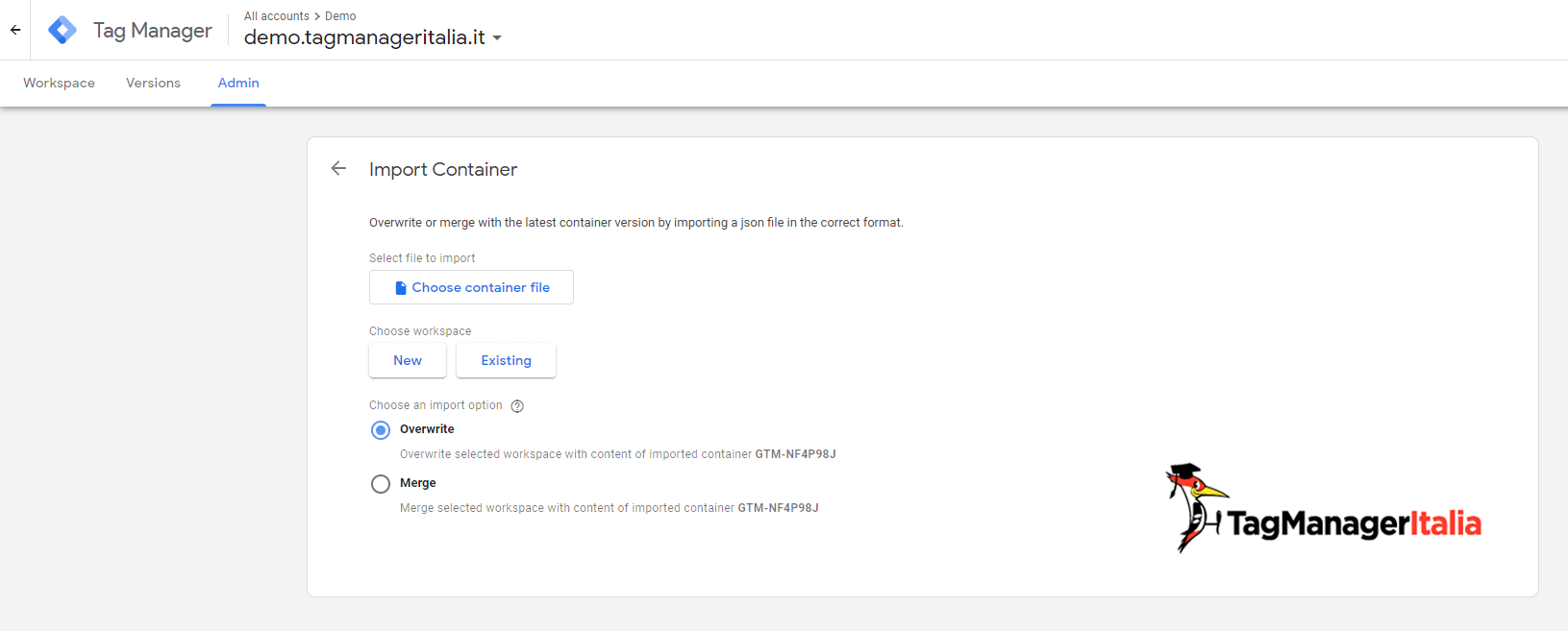 importa dati contenitore google tag manager importa dati contenitore google tag manager