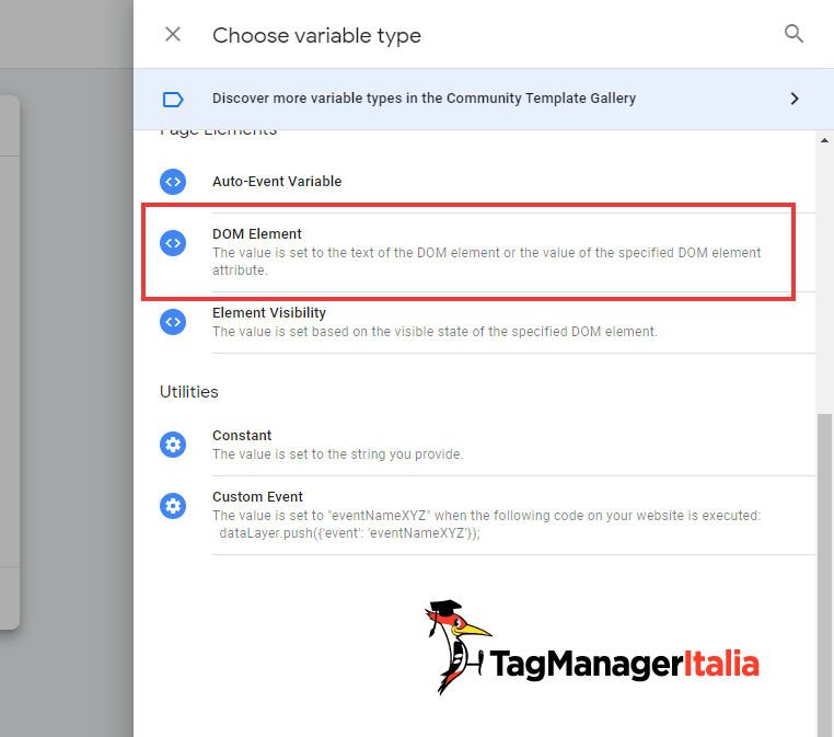 scegliere variabile tipo DOM Element scegliere variabile tipo DOM Element