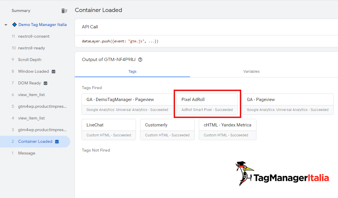verifica installazione adroll google tag manager con il debug verifica installazione adroll google tag manager con il debug