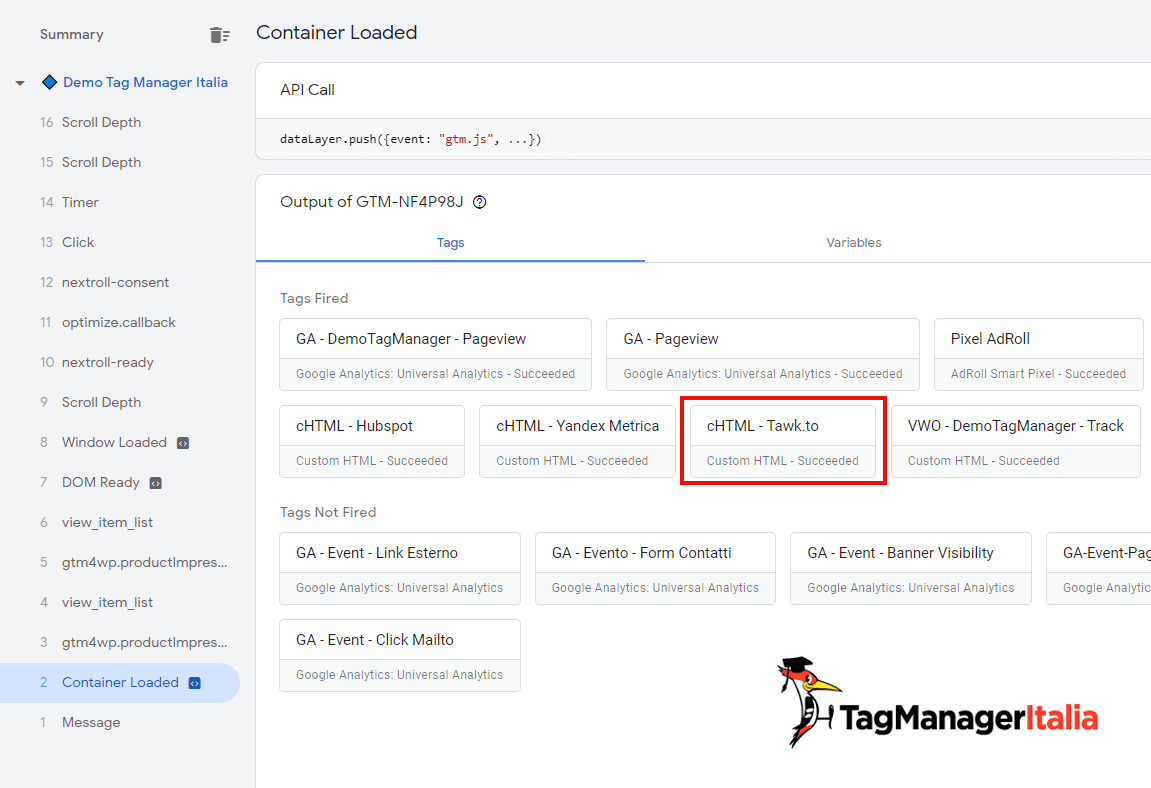 verifica live chat google tag manager con il debug verifica live chat google tag manager con il debug
