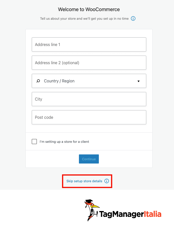 configurazione woocommerce skip store details configurazione woocommerce skip store details