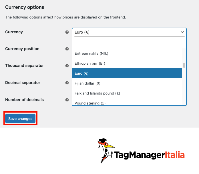 scegliere la valuta sito demo woocommerce scegliere la valuta sito demo woocommerce