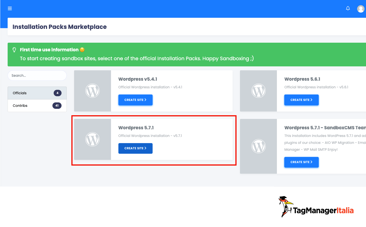 scegliere la versione di wordpress per il sito di demo scegliere la versione di wordpress per il sito di demo