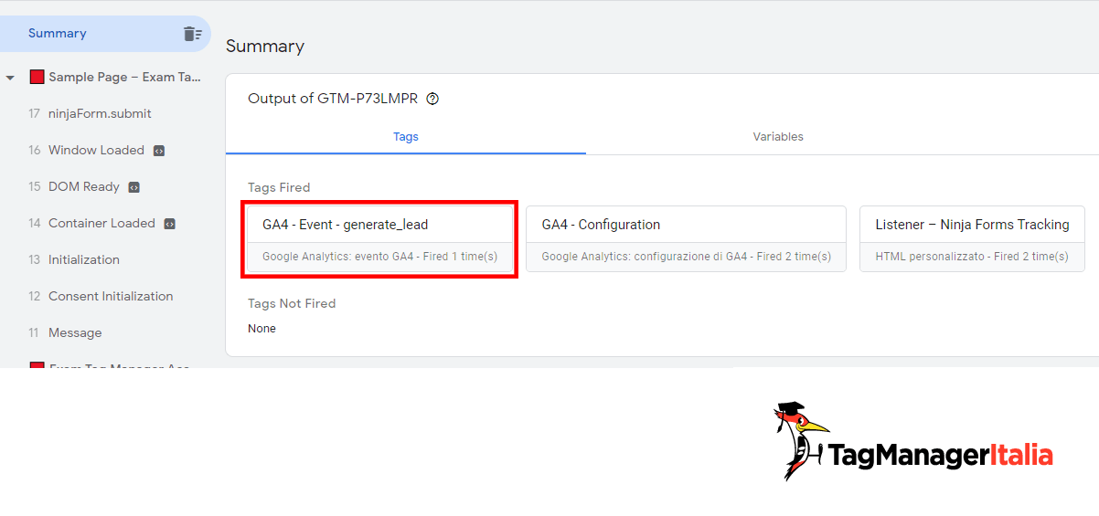 Tag evento Google Analytics 4 compilazione ninja forms fired Tag evento Google Analytics 4 compilazione ninja forms fired