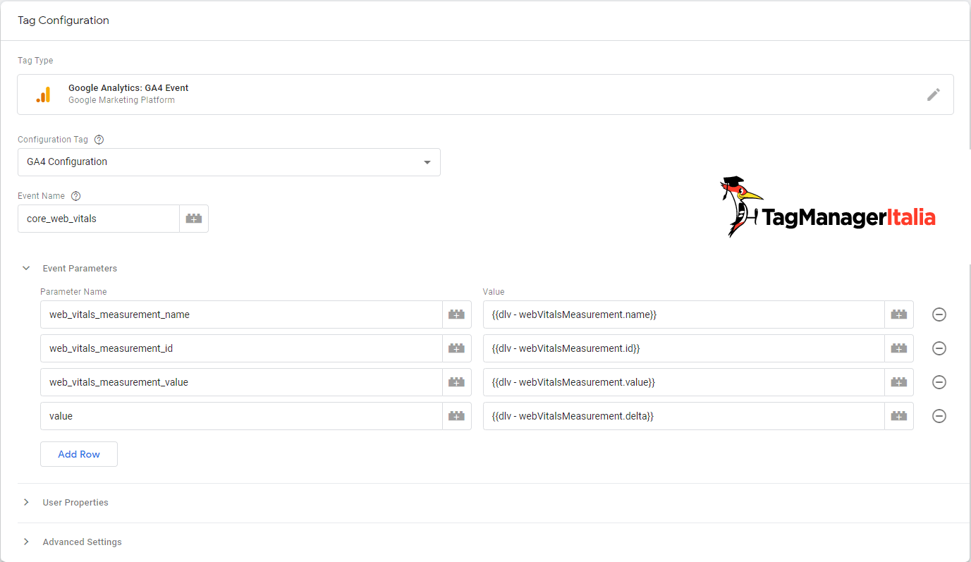 Tag evento core web vitals Google Analytcis 4 Tag evento core web vitals Google Analytcis 4