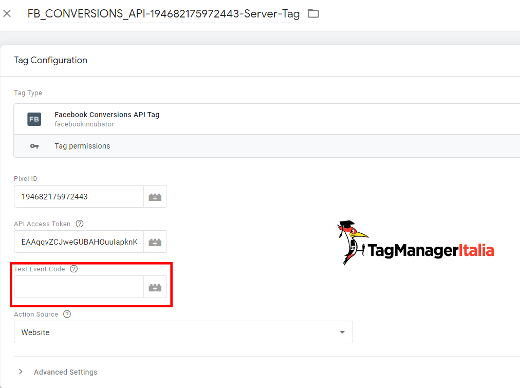 inserisci il codice di test per testare gli eventi conversion API facebook inserisci il codice di test per testare gli eventi conversion API facebook