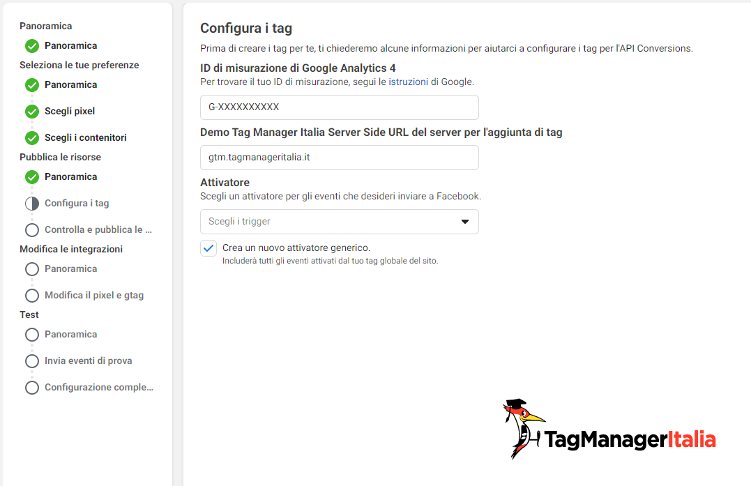 inserisci le informazioni necessarie per configurare i tag per conversion API facebook inserisci le informazioni necessarie per configurare i tag per conversion API facebook