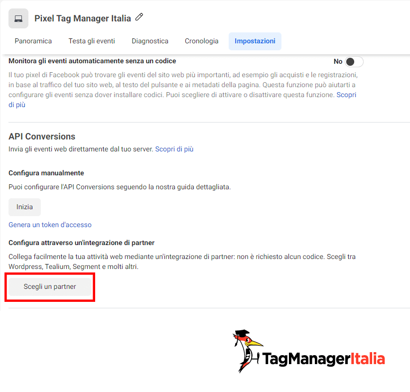 scegli un integrazione partner per la configurazione conversion API facebook scegli un integrazione partner per la configurazione conversion API facebook