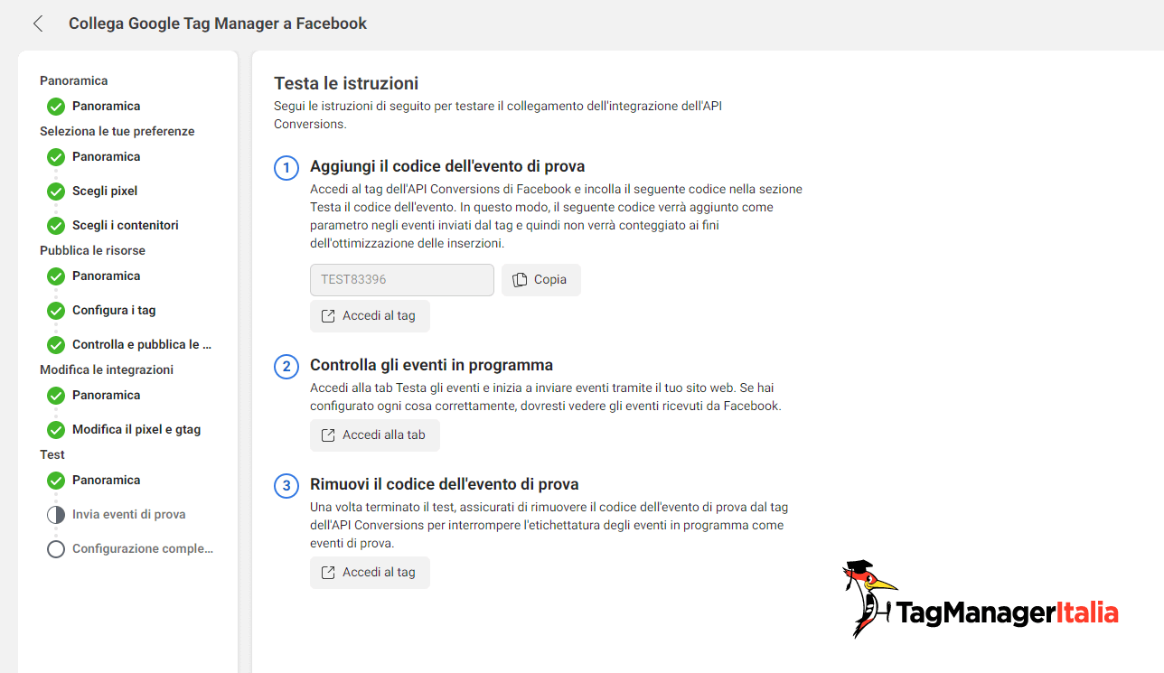 testa gli eventi per API Conversion Facebook testa gli eventi per API Conversion Facebook