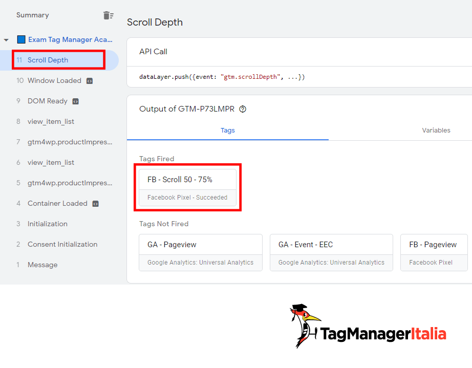 Tag evento scroll 50% Facebook fired GTM Tag evento scroll 50% Facebook fired GTM