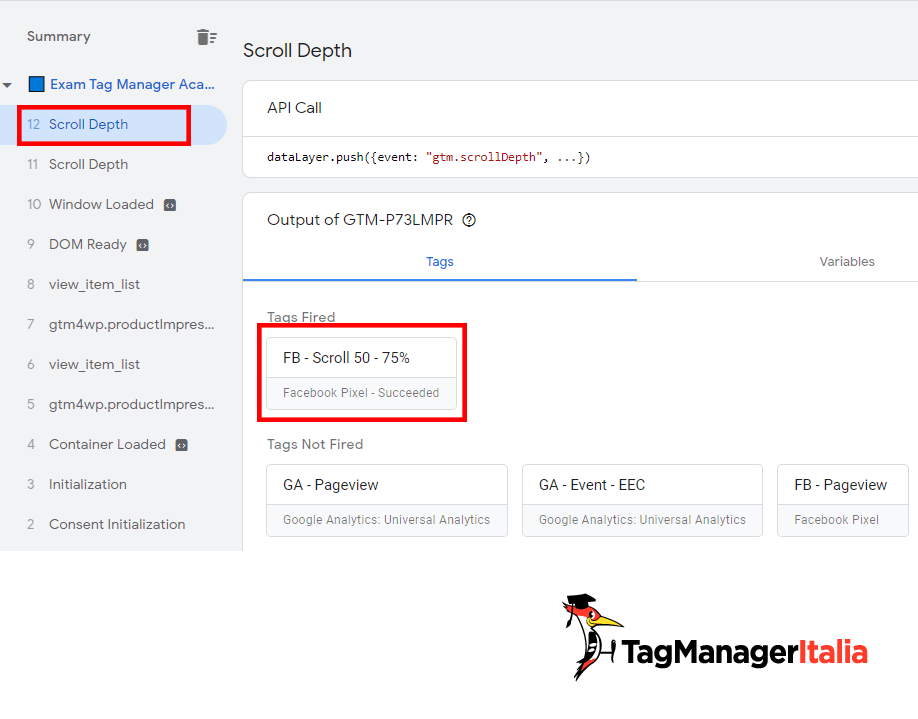 Tag evento scroll 75% Facebook fired GTM Tag evento scroll 75% Facebook fired GTM