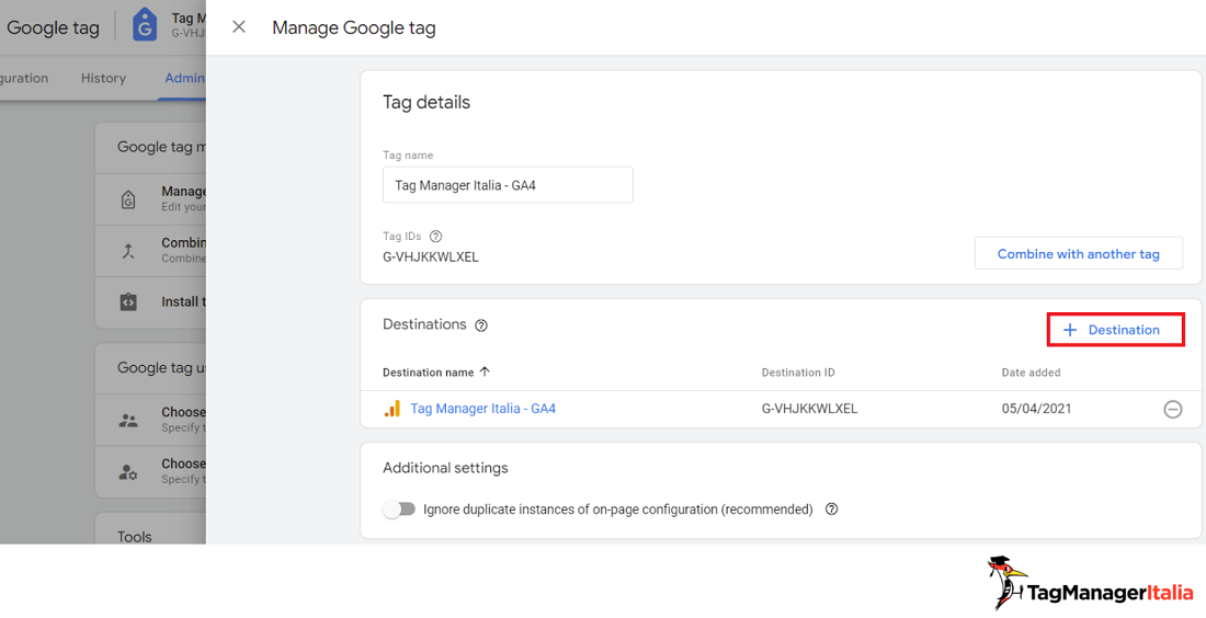 Step per impostare le destinazioni del Google tag in Google Analytics 4 Step per impostare le destinazioni del Google tag in Google Analytics 4