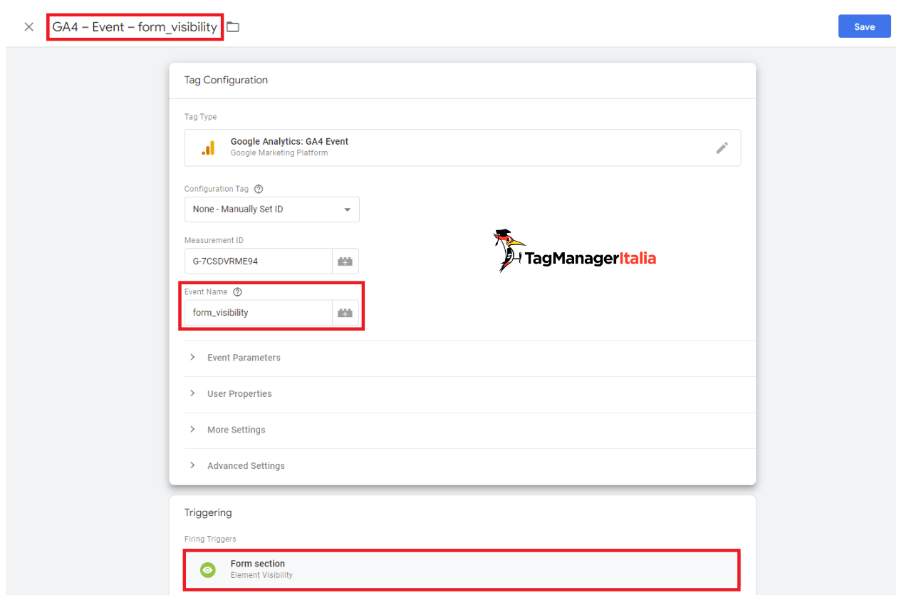 Tag tracciamento Google Tag Manager evento di tracciamento visualizzazione sezione Form di contatto landing page o e-commerce Tag tracciamento Google Tag Manager evento di tracciamento visualizzazione sezione Form di contatto landing page o e-commerce