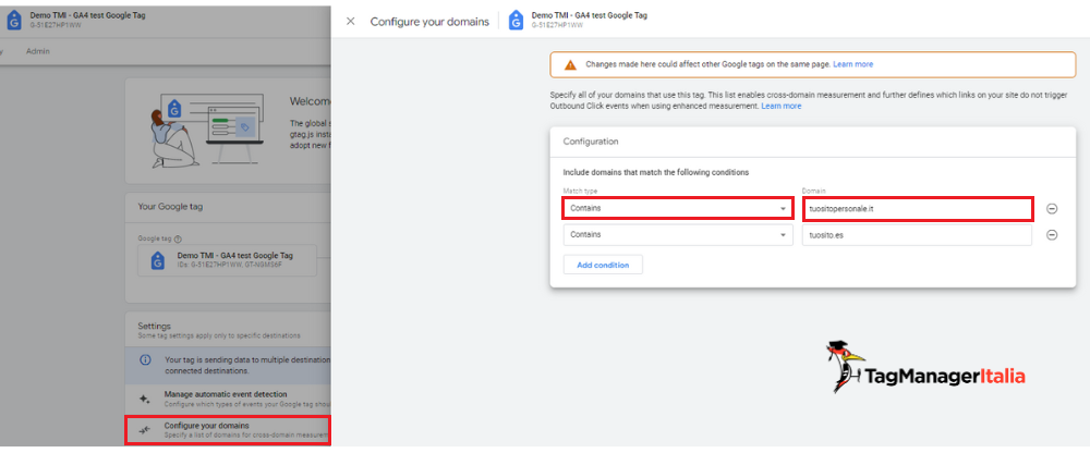 Inserimento dei domini di secondo livello configurazione tracciamento interdominio in GA4 cross domain Inserimento dei domini di secondo livello configurazione tracciamento interdominio in GA4 cross domain
