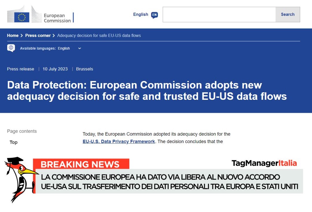 banner news accordo USA e UE trasferimento dati personali utenti banner news accordo USA e UE trasferimento dati personali utenti