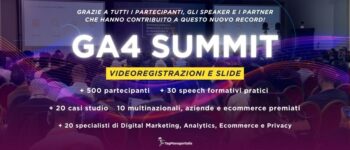 Seconda edizione del GA Summit: oltre 480 partecipanti per due giorni di formazione e confronti sul presente e futuro dell'Analytics per il Marketing e l'Advertising Seconda edizione del GA Summit: oltre 480 partecipanti per due giorni di formazione e confronti sul presente e futuro dell'Analytics per il Marketing e l'Advertising