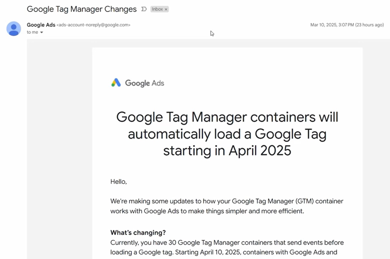 Mail Google Ads annuncio novità caricamento automatico GoogleTag Mail Google Ads annuncio novità caricamento automatico GoogleTag