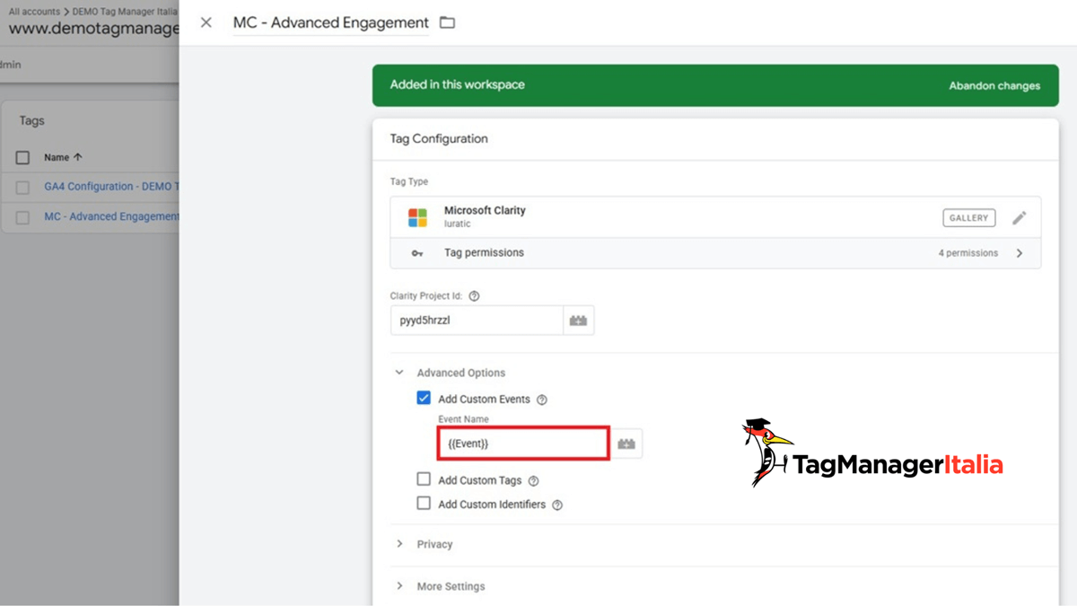 Creazione custom event tag Google Tag Manager configurazione smart events Microsoft Clarity - Tag Manager Italia Creazione custom event tag Google Tag Manager configurazione smart events Microsoft Clarity - Tag Manager Italia