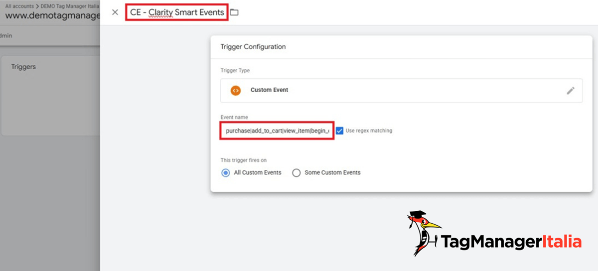 Creazione trigger Google Tag Manager custom events Microsoft Clarity - Tag Manager Italia Creazione trigger Google Tag Manager custom events Microsoft Clarity - Tag Manager Italia