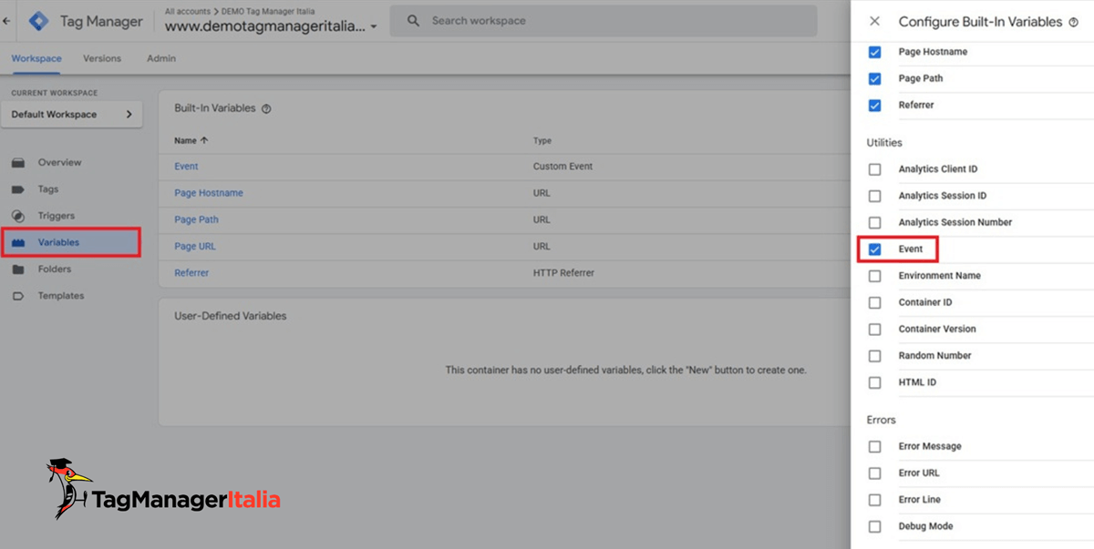 Impostazione variabile event Google Tag Manager - Tag Manager Italia Impostazione variabile event Google Tag Manager - Tag Manager Italia