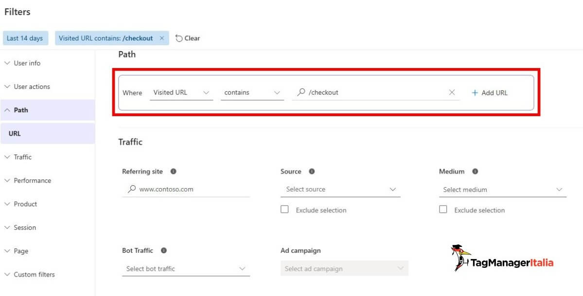 Impostare filtro URL pagine abbandono carrello e form Microsoft Clarity Impostare filtro URL pagine abbandono carrello e form Microsoft Clarity