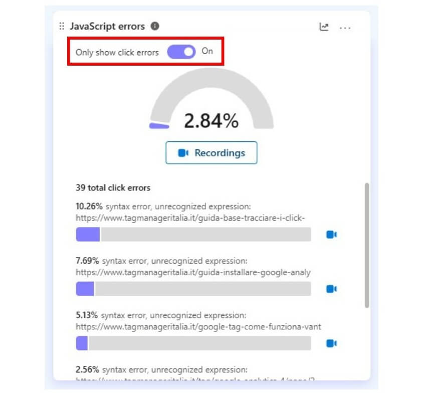 Scorecard report click errors in Microsoft Clarity Scorecard report click errors in Microsoft Clarity