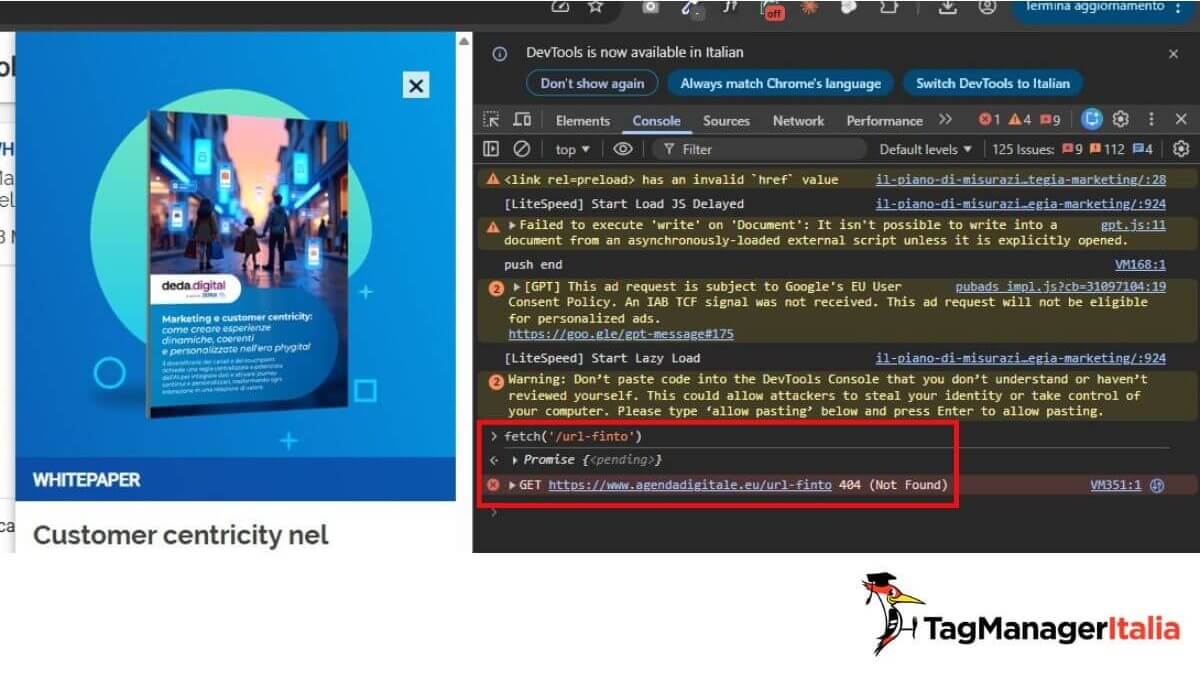 Test debug Google Tag Manager errore API carrelli e form abbandonati Clarity Test debug Google Tag Manager errore API carrelli e form abbandonati Clarity