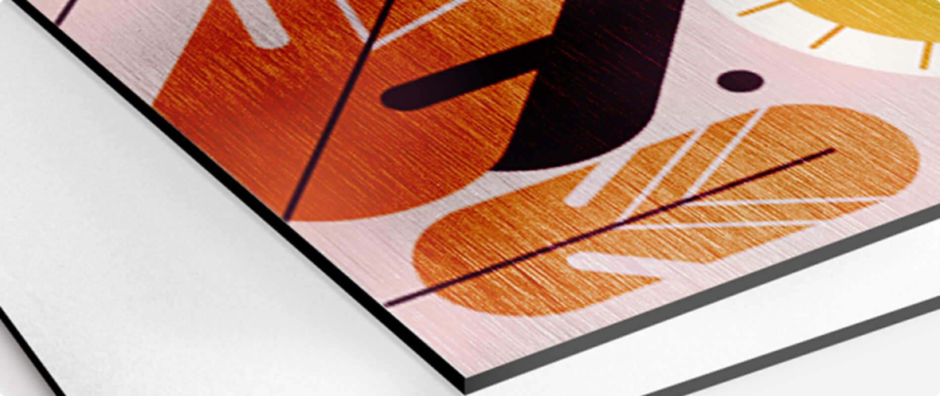 Stampa a colori con illustrazione geometrica.